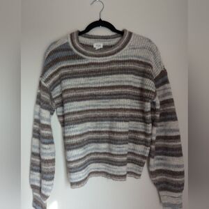 a.n.a. Neutral Striped Sweater Size M